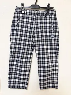 美品 エピキュール レディース ゴルフパンツ M ネイビー チェック