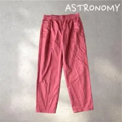 564＊アストロノミー【M】ピンク　赤　ワイドパンツ　カジュアル　タック入り