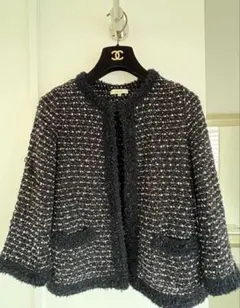 ネイビー ノーカラージャケット