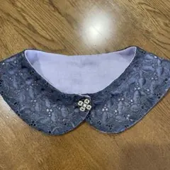 大人可愛いレースの付け襟(紺色)