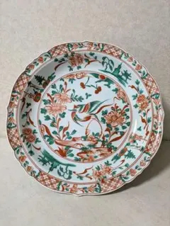 古伊万里 江戸末期 幕末期 色絵松竹梅紋 なます皿 窓絵 吉祥紋様 骨董
