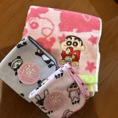 【未使用】しんちゃん タオルセット フェイスタオル+ミニ2枚