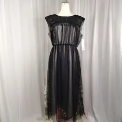 【新品タグ付き】大人気　13号　東京ソワール　黒　シースルー　ドレス