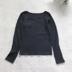 アズールバイマウジー 長袖リブトップス シンプル 定番 ベーシック おすすめ 黒