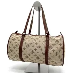 russet ミニボストンバッグ モノグラム柄 ナイロン レザー ベージュ