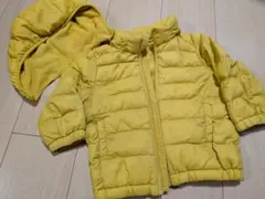 イエローダウンジャケット（フード付き） ライトウォームパデットパーカ