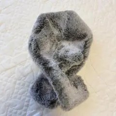 【新品同様】グレー ファー スカーフ マフラー