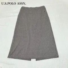 ユーエスポロアッスン　千鳥格子スカート(4L)ウエストゴム　裏起毛　刺繍ロゴのサムネイル
