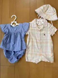 baby GAP 水色ドット柄 ベビー服 6ヶ月 　　　　　チェック柄ロンパース
