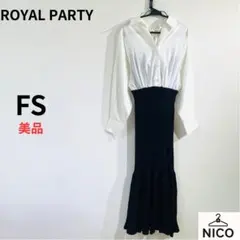 ROYAL PARTY 　シャツドッキングニットワンピース　マーメイド　配色　黒