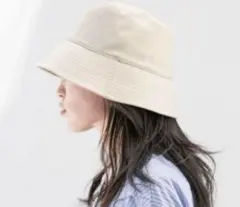 ベージュ ストライプ バケットハット
