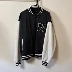 スタジャン ブラック/ホワイト M刺繍