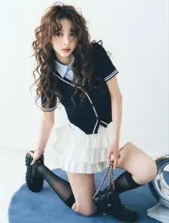GRL シャツドッキングニットトップス[fs04] ネイビー 完売品
