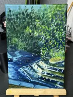 噴水」 手描き 油絵 風景画 原画 肉筆 油彩画 印象派 - メルカリ