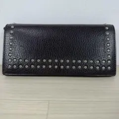 J&MDavidson 長財布 ブラウン スタッズ シルバー レザー シボ革のサムネイル