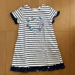 ストライプ柄リボンモチーフワンピース