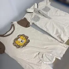 ロンパース　ライオンプリント　ポロシャツ風ベビー服 二枚セット