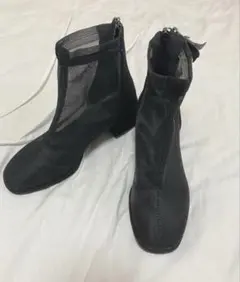 ブラック メッシュ スエード ショートブーツ　36 やや小さめ