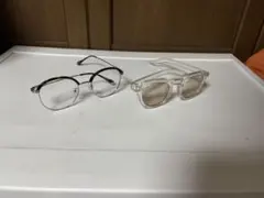 古着メガネセット 黒茶ラウンド型＆透明フレーム