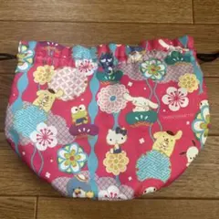 サンリオキャラクター 巾着バッグ 和風ちりめん風　Sanrio レア