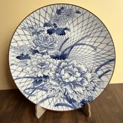 新品未使用】 有田伊万里焼 朝明窯 晴峰作 月雪花 陶磁器製 大皿 31cm