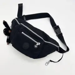 【美品】【ゴリラチャーム付】キプリング ウエストポーチ 黒 ユニセックス