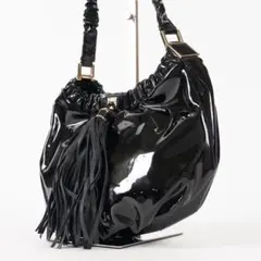 【未使用✨】アニヤハンドマーチ ショルダーバッグ エナメル フリンジ ブラック