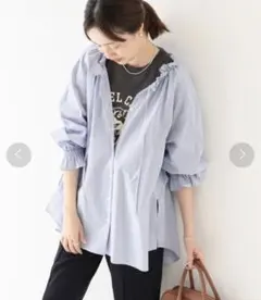 SLOBE IENA タイプライターフリルカラーブラウス　コットン100%