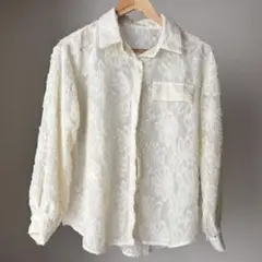 【Olu.】オルドット シアージャガードシャツ アイボリー 白
