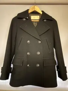 値下げ！ウール ダブルブレスト ピーコート /ブラック
