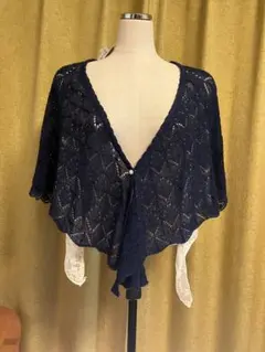 axes femme レース重ねケープトッパー 紺 新品タグ付き