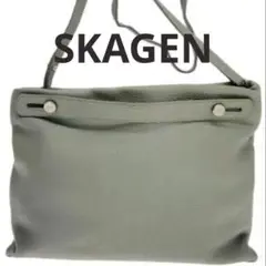 【再値下げ】【SKAGEN】レザーバッグ 本革 ブルーグレー 通勤 オフィス