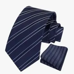 ビジネス　ネイビー ストライプ ネクタイ　シンプル　厚手