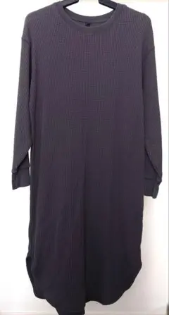 UNIQLO ワッフルクルーネックワンピース 美品 ダークグレー Lサイズ