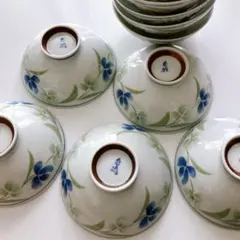 飯碗 9個セット 花柄 磁器 和食器 昭和レトロ