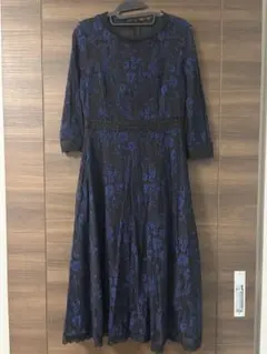 【美品】花柄　レース　七分袖ドレス