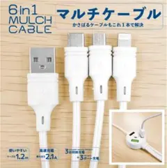 6in1 マルチケーブル 3ポート + 3コネクタ Lightning USB