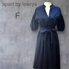 apart by lowrys ワンピース ネイビー パフ袖 ロング F