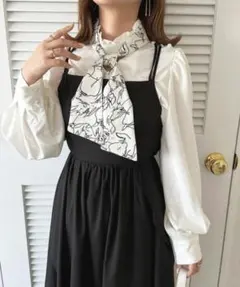 apres jour 取り外しスカーフ付きブラウス 秋服 オフィスカジュアル