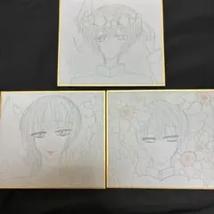 手描きイラスト　花　色紙