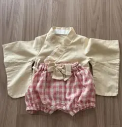 値下げ⭐︎ベビー袴 女の子 お宮参り お食い初め 初節句 ピンクチェック 70