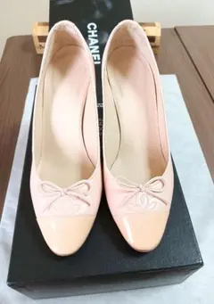 非常に美品。CHANEL シャネル ココマーク リボン パンプスのサムネイル