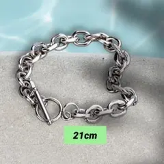 シルバーカラー チェーンブレスレット 21cm マンテル 男女兼用 アメカジのサムネイル