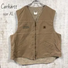 Carhartt☆カーハート☆ベスト　企業刺繍　ワンポイント　レザーロゴ 美品のサムネイル