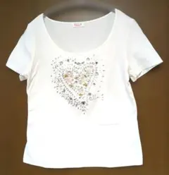 ELLE PARIS 半袖Tシャツ ハート装飾 ホワイト サイズ40のサムネイル