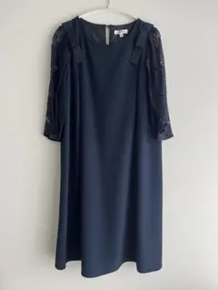 【LOVEMIC】 ネイビー レーススリーブ マタニティドレス M