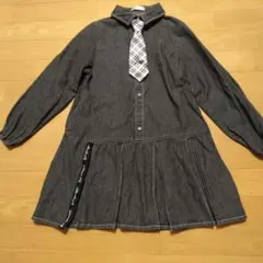 Alternative girly デニムワンピース ネクタイ付き