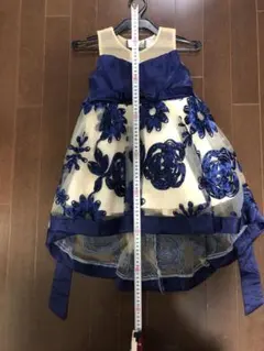 花柄刺繍入りドレス ネイビーブルー