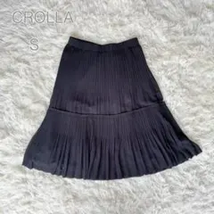 【クローラ】アクアガール　プリーツスカート　ティアード　膝丈　シフォン　黒　36のサムネイル