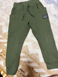 オリーブグリーン リブ編み ボトムス